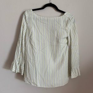 Massimo Dutti White Blue Yellow Striped Blouse NWT